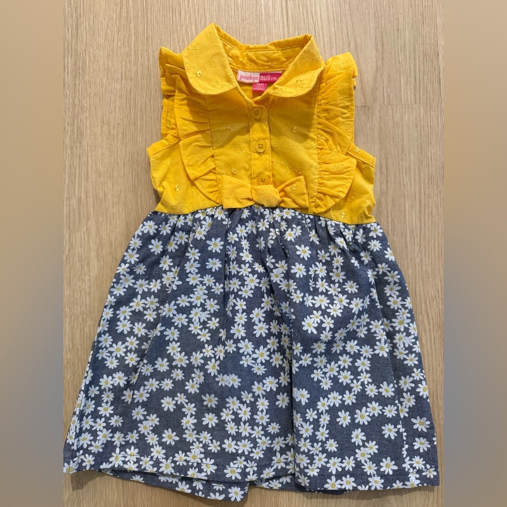 Yellow and Blue Floral Kids Summer Dress